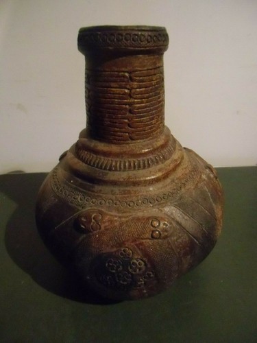 Vase terre cuite - , décor